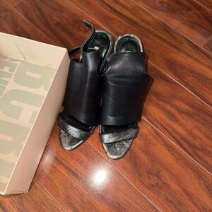 Good American Black and Silver Heels